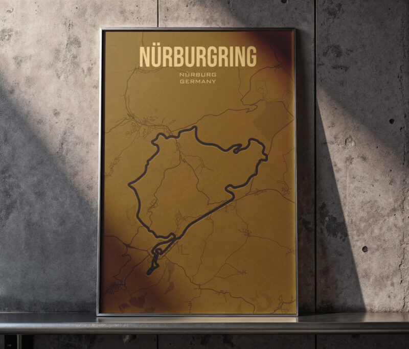 Vintage Racing Maps Race Track Map Poster — Motorsport Track Layout, Vintage Minimal Wall ...